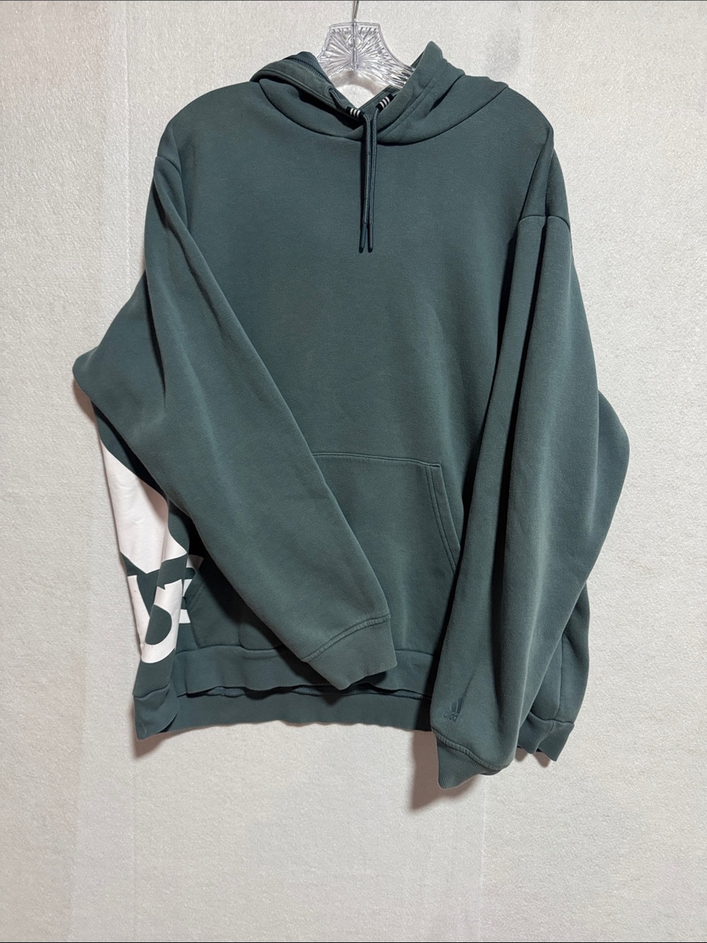adidas Dark Green Crewneck Hoodie with Front Pocket
